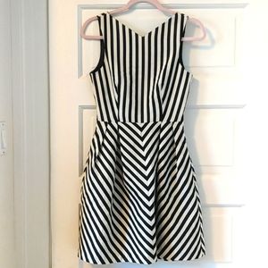 Zara black and white striped dress with pockets